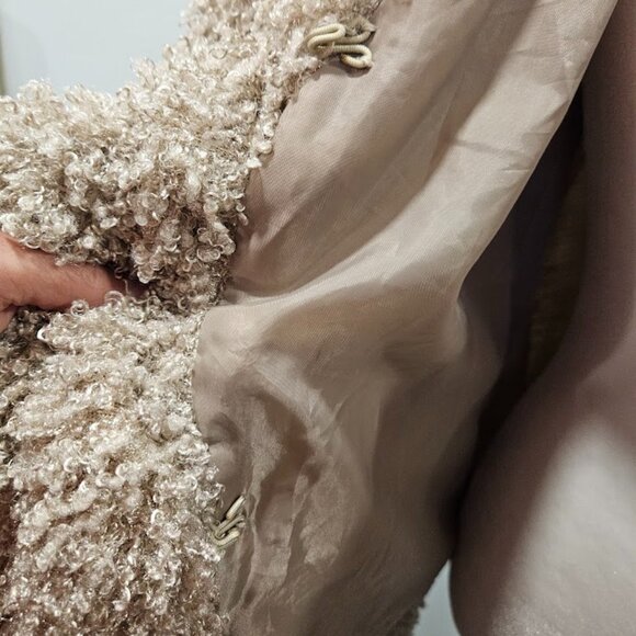 Sioni Beige Fuzzy Soft Blazer Jacket Large Long Sleeve Lined Boho Chic Comfy - Picture 8 of 12